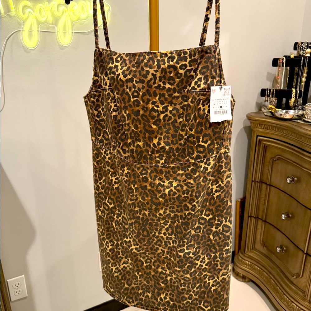 Zara Chic Animal Print Spaghetti Strap Dress